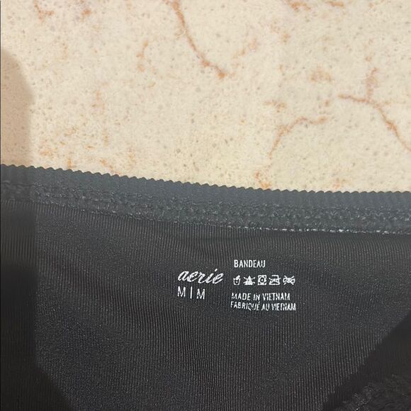 Black bandeau ribbed top - Picture 2 of 4